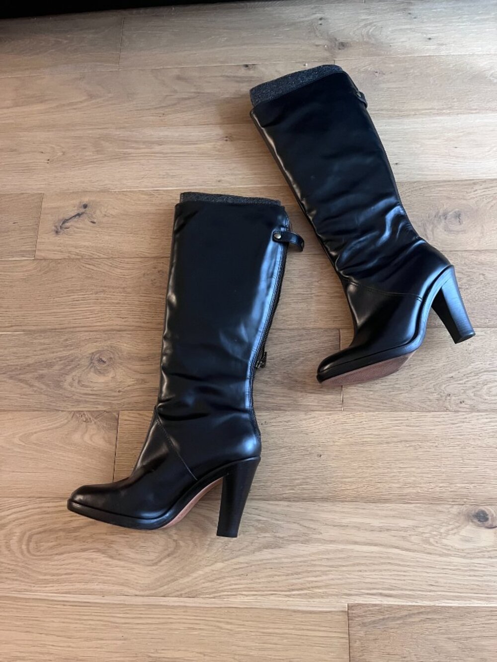 KORS MICHAEL KORS BLACK,KNEE-HIGH, ALL LEATHER BOOT, EUC, SZ 9.5